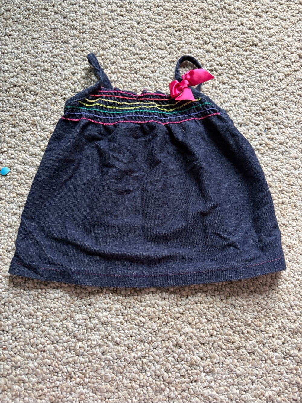 Wonderkids Navy Tank Top with Pink Bow and Rainbow Trim